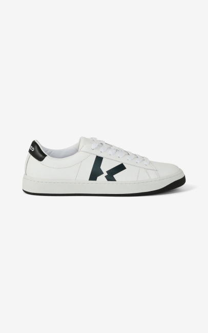 Kenzo Men Leather Kenzo Kourt K Logo Sneakers White